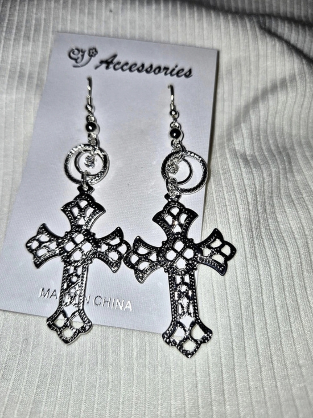 Cross Dangle Earrings in Silver NWT